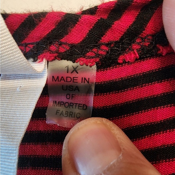 NY collection red and black striped blouse size womens 1x - Picture 4 of 4